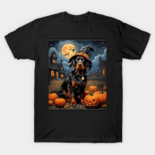 Aesthetic Halloween Gordon Setter Dog Witch Pumpkin Horror Nights Custom T-Shirt